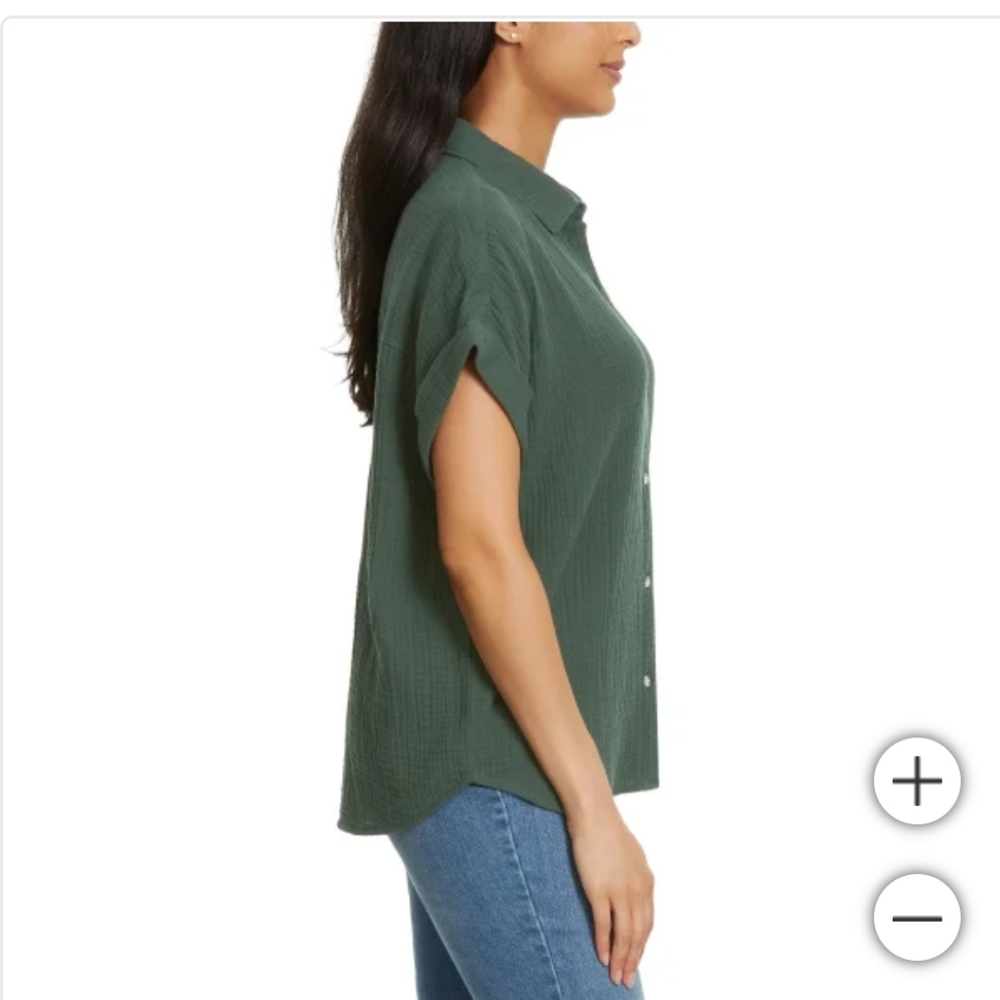 (Ew)Jessica Simson Women's Gauze Short Sleeves Top - Picture 2 of 3